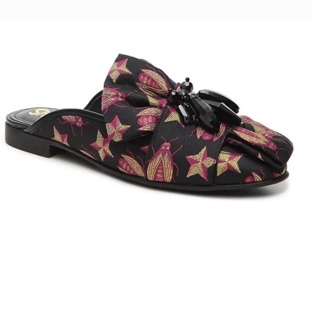 CIRCUS by Sam Edelman Posey Fuchsia Queen Bee Embroidered Stars/Bees Mules Sz 8